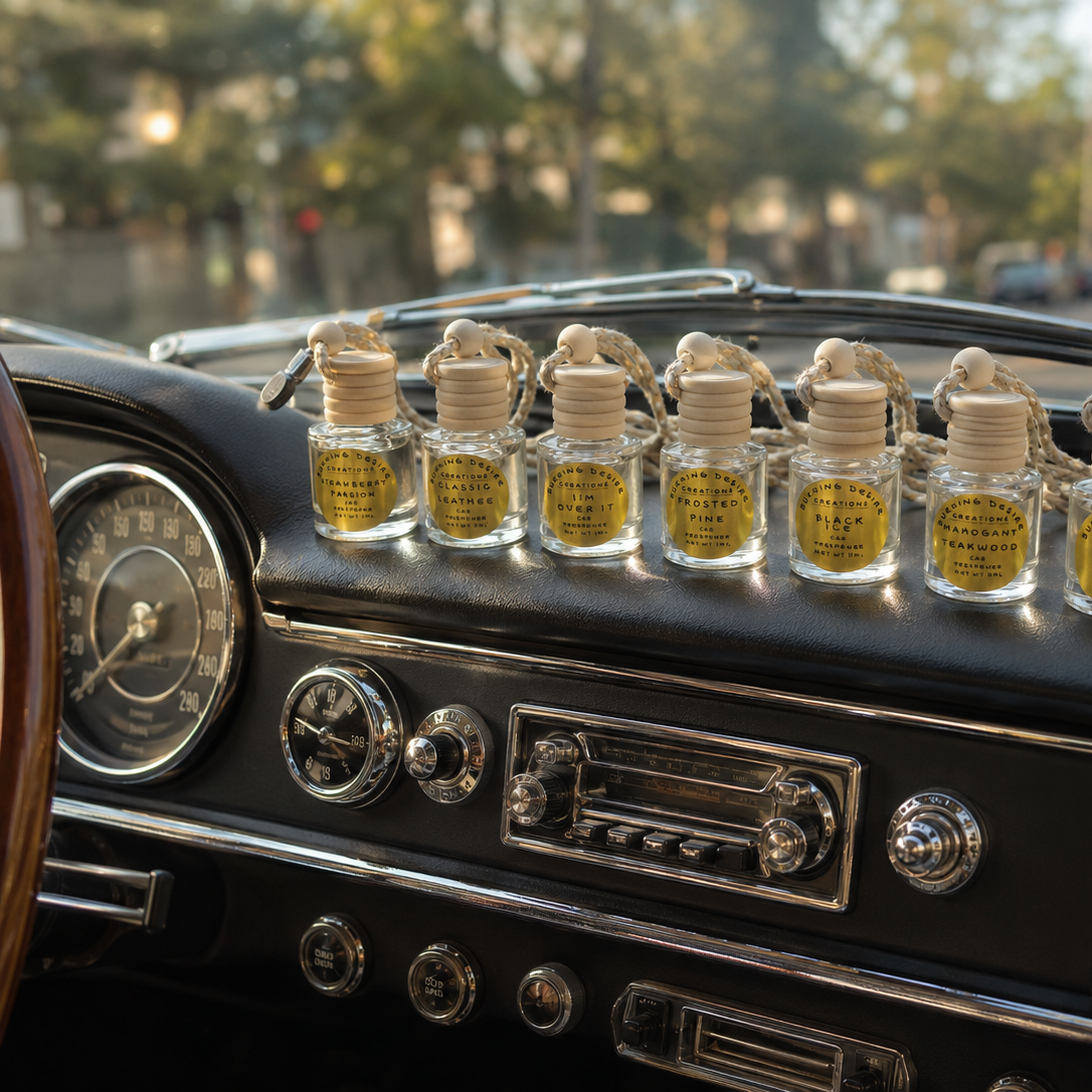 Burning Desire glass and wood car diffusers